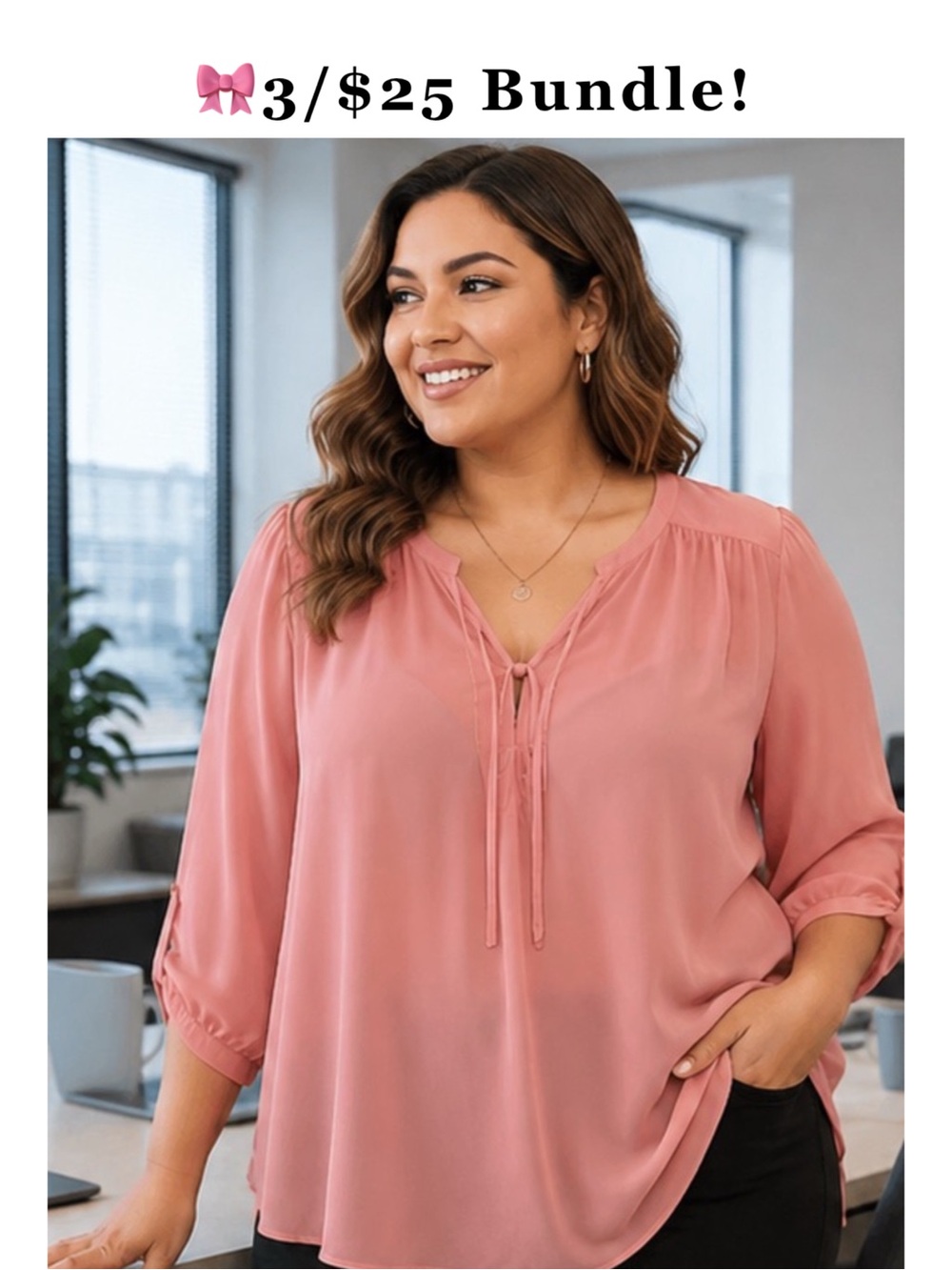 🎀3/$25 Bundle! Torrid Harper Flirty Peach Georgette 3/4 Sleeve Blouse Size 3X